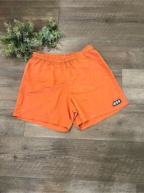 A24 Pull On Rust Orange Nylon Outdoor Shorts Sz S Athletic Swim